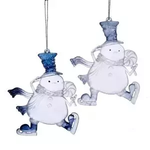Blauwe en heldere sneeuwpop ornamenten, 2 assorti Top Merken Winkel